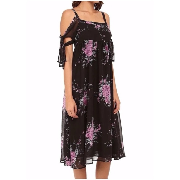 Free People Dress Black Floral Boho Bohemian Small S - Picture 3 of 10